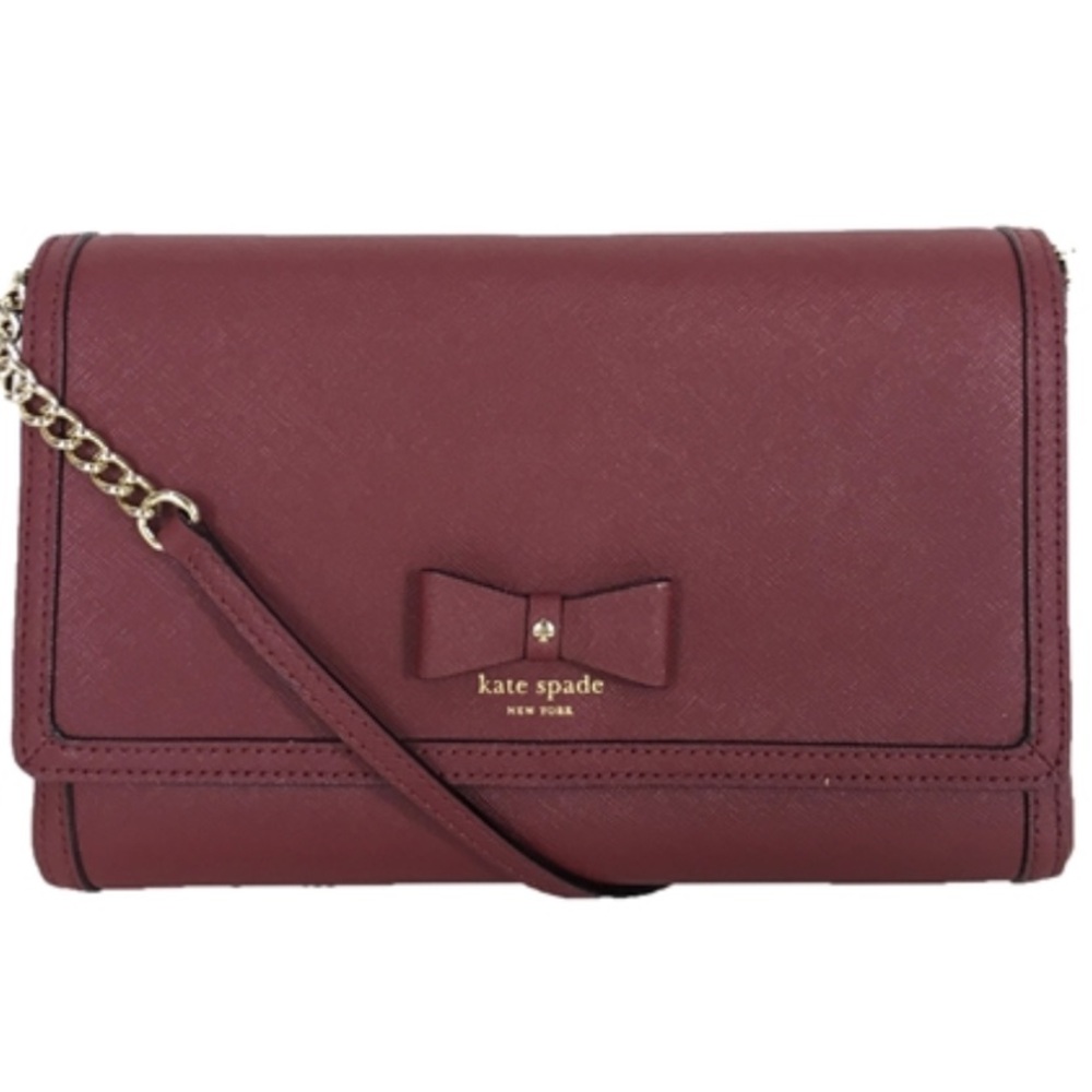 Kate Spade Hazel Court Alek Leather Crossbody Bag Merlot